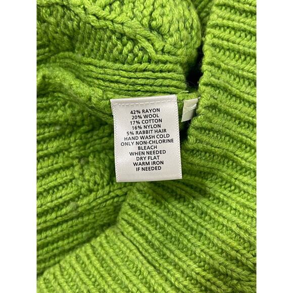 Ann Taylor Loft Green Wool Blend Cable Knit Sweater Size Medium - Picture 7 of 7